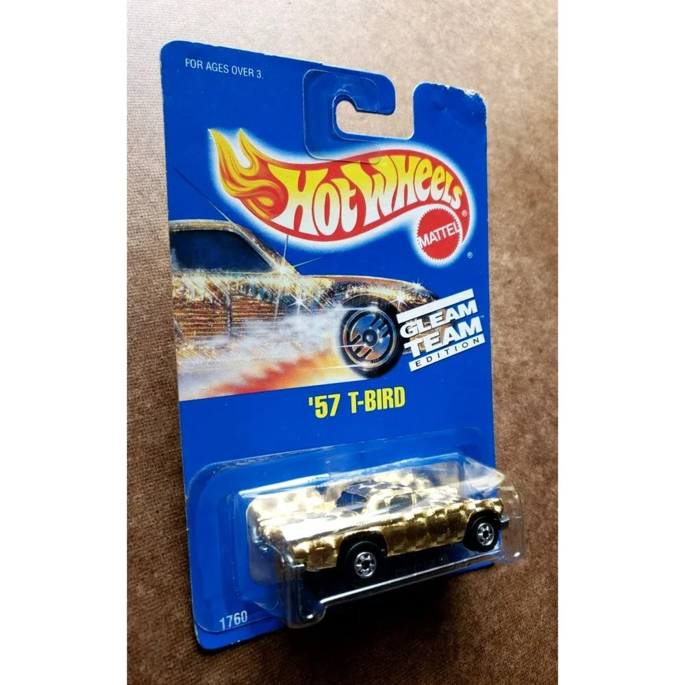 VTG 1991 Hot Wheels '57 T-BIRD Dark Gold Chrome 190 GLEAM TEAM SERIES #1760 1:64